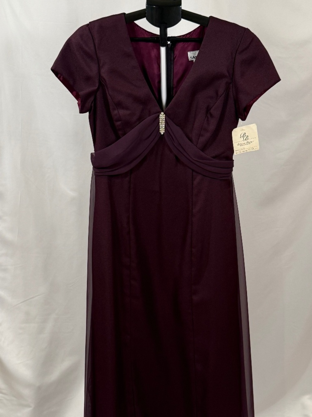 Jordan Fashions Plum Formal Dress Size 12 Beaded Chiffon Mother of Bride Gown